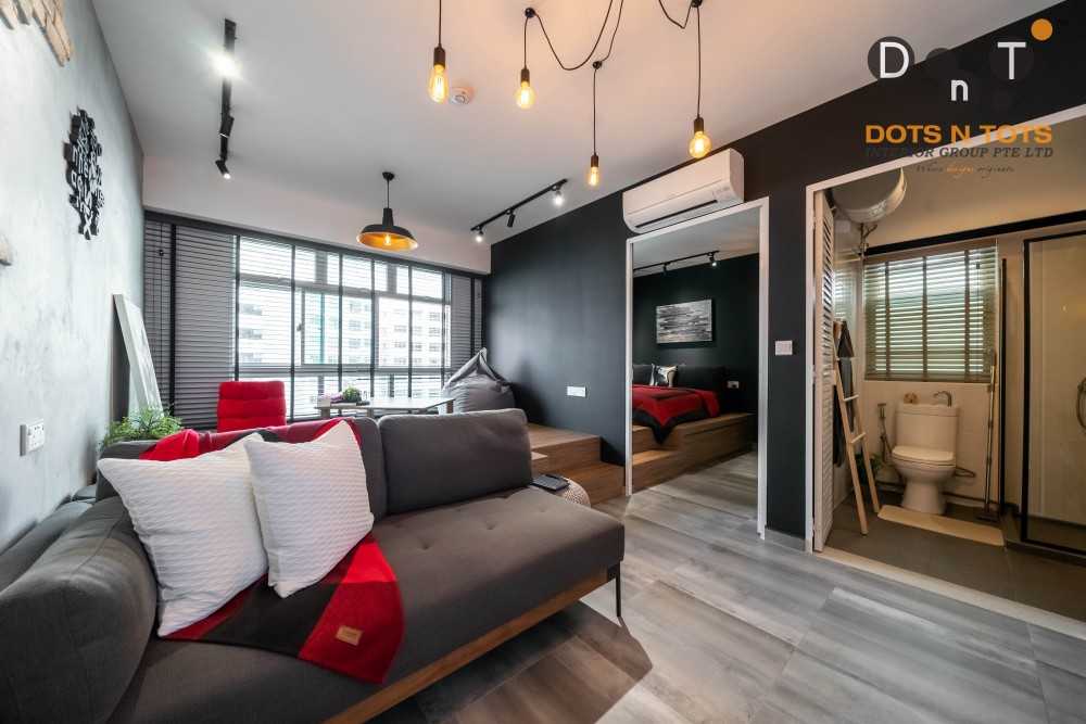 Industrial Living Room with Feature Wall and Sofa