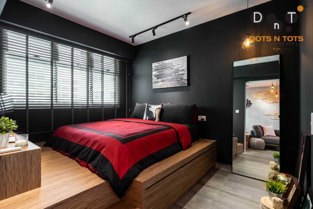 Industrial Bedroom with Built-in Bed and Bed