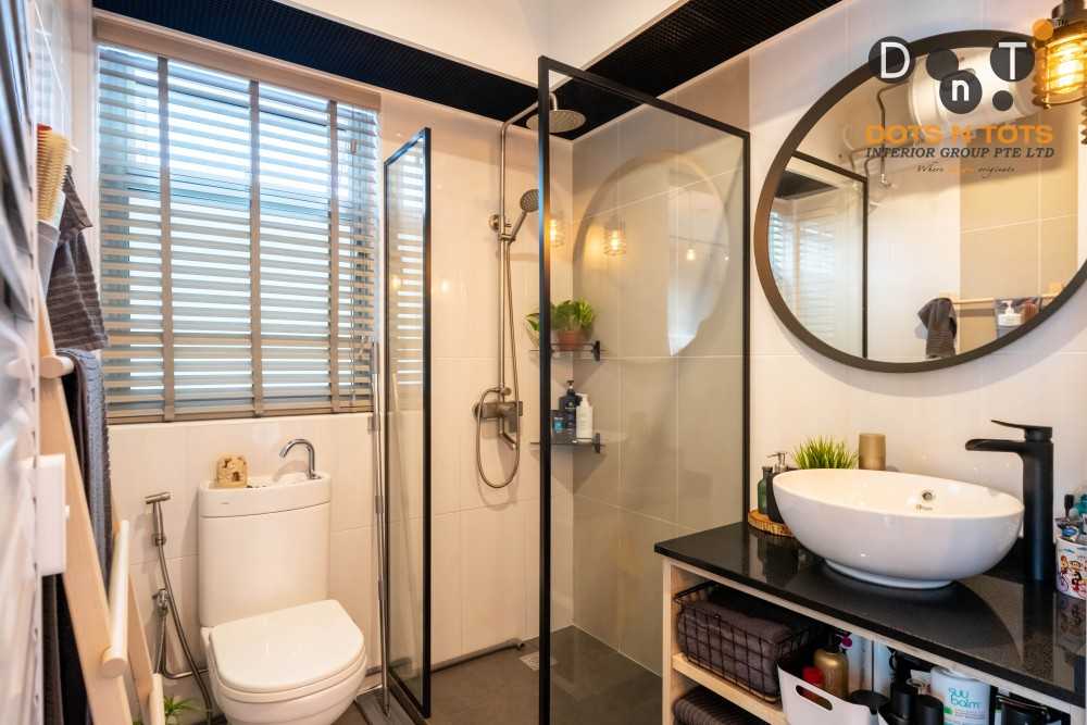 Industrial Bathroom with Mirror and Shower Screen