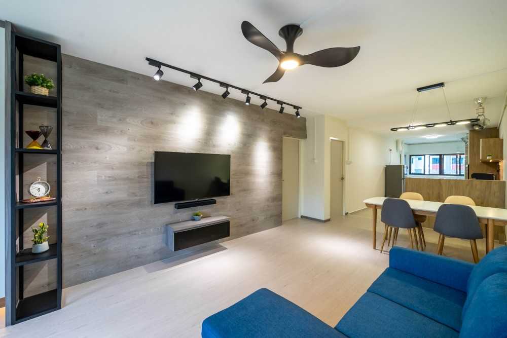 Modern Living Room with Vinyl Flooring and TV Console