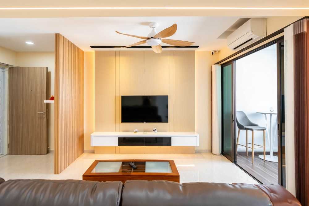 Contemporary Living Room with TV Console and Sofa