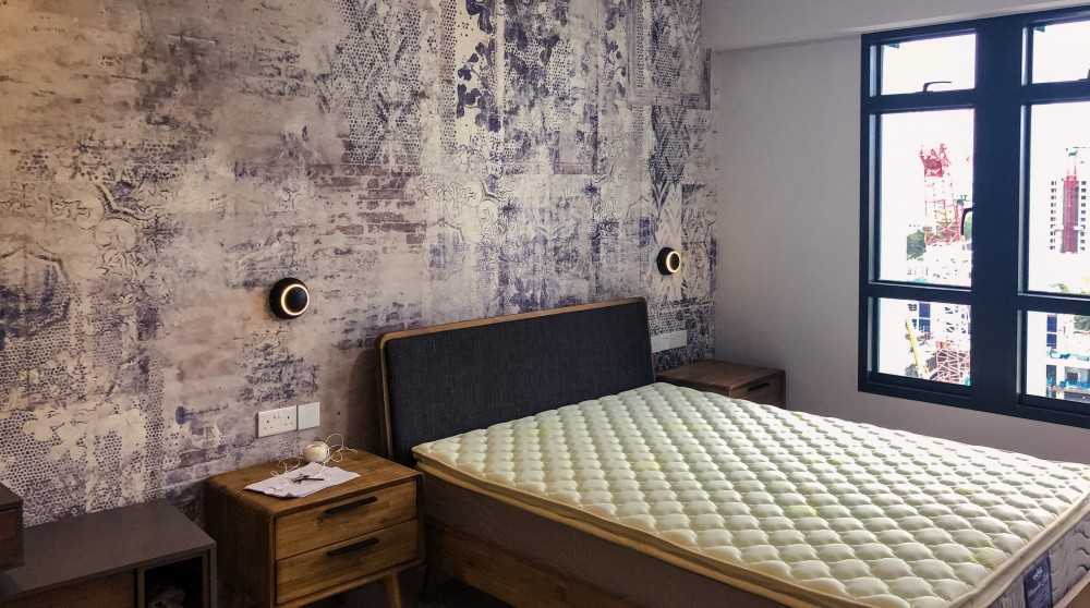 Scandinavian Bedroom with Queen Bed and Bed