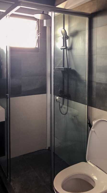 Scandinavian Bathroom with Mirror and Shower Screen