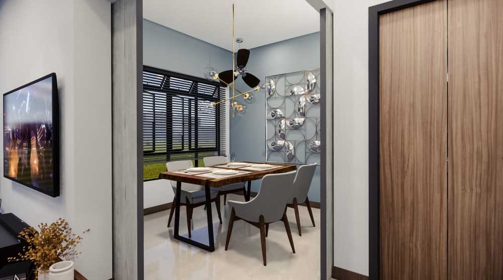 Scandinavian Dining Room with Dining Table and Lighting