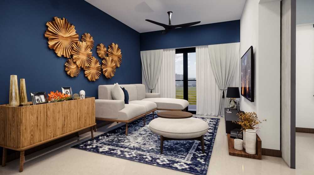 Scandinavian Living Room with TV Console and Sofa