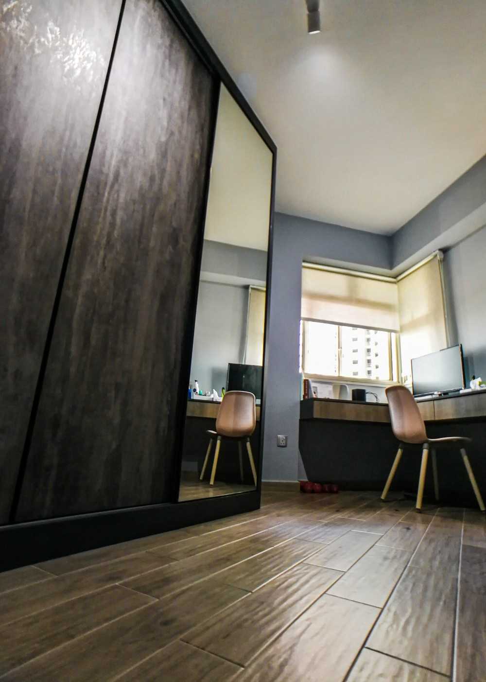 Scandinavian Study with Mirror and Wardrobe