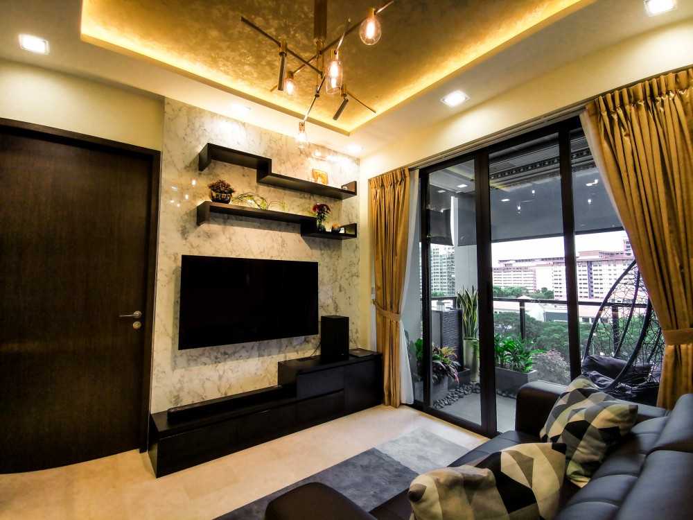 Modern Living Room with TV Console and Feature Wall