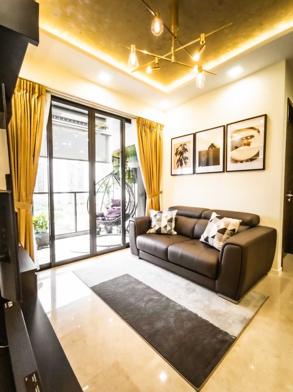 Modern Living Room with Feature Wall and Cove Lighting