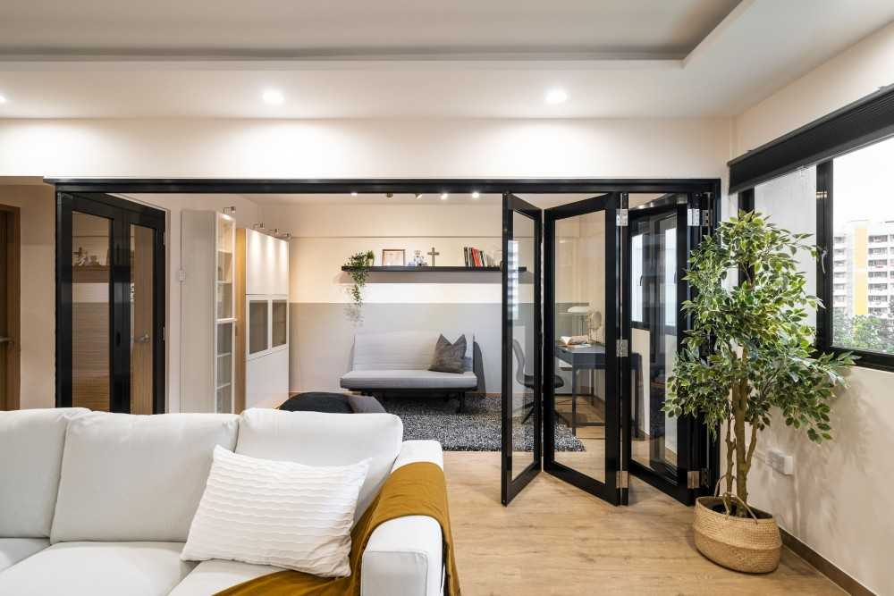 Modern Living Room with Vinyl Flooring and Sofa