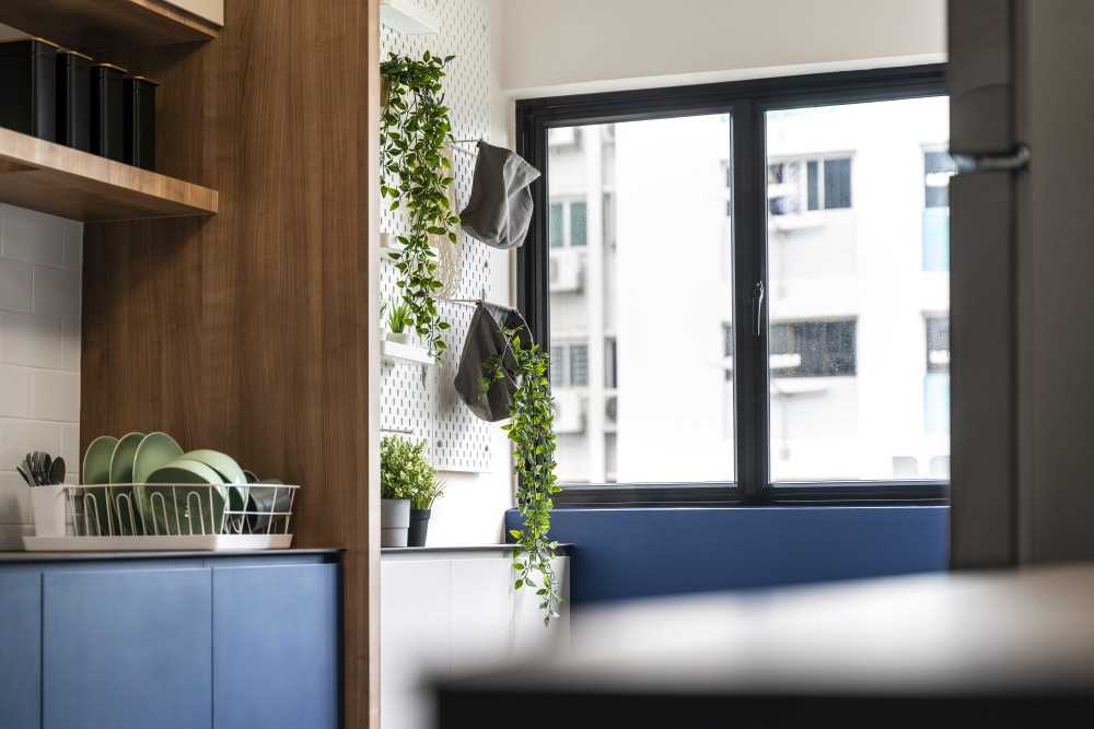 Modern Balcony with Bay Window and Window Shutters