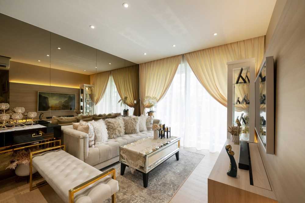Modern Living Room with Wood Flooring and TV Console