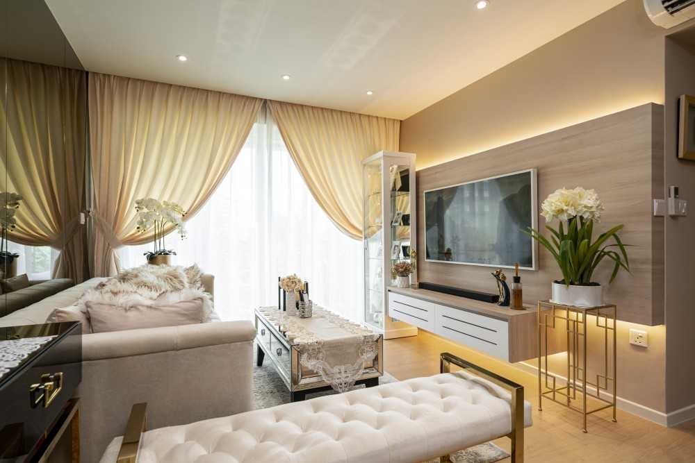 Modern Living Room with Wood Flooring and TV Console