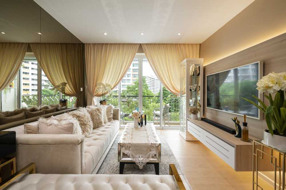 Modern Living Room with Wood Flooring and TV Console