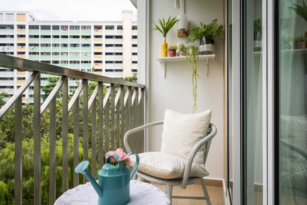 Modern Balcony with Bay Window and Window Seat