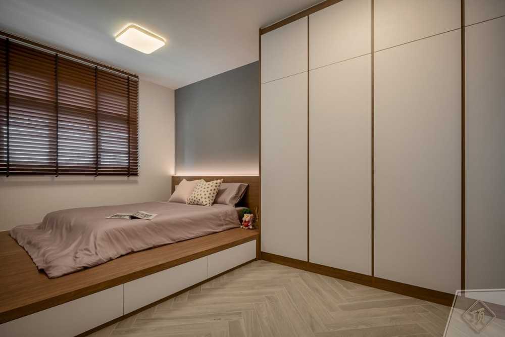 Contemporary Bedroom with Drop Light and Ceiling Light