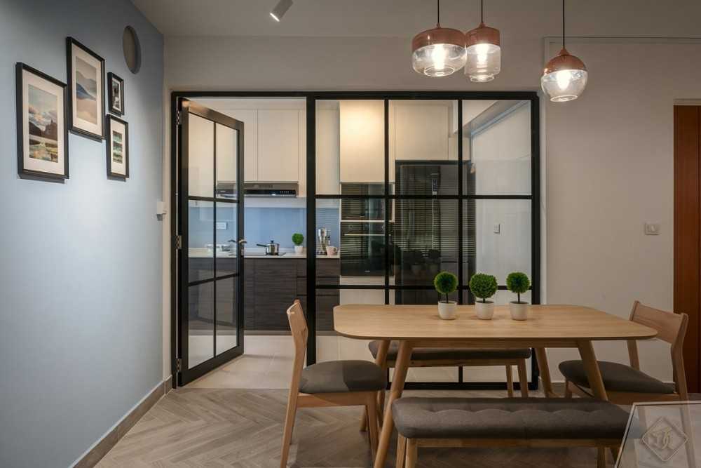 Contemporary Dining Room with Drop Light and Drop Ceiling