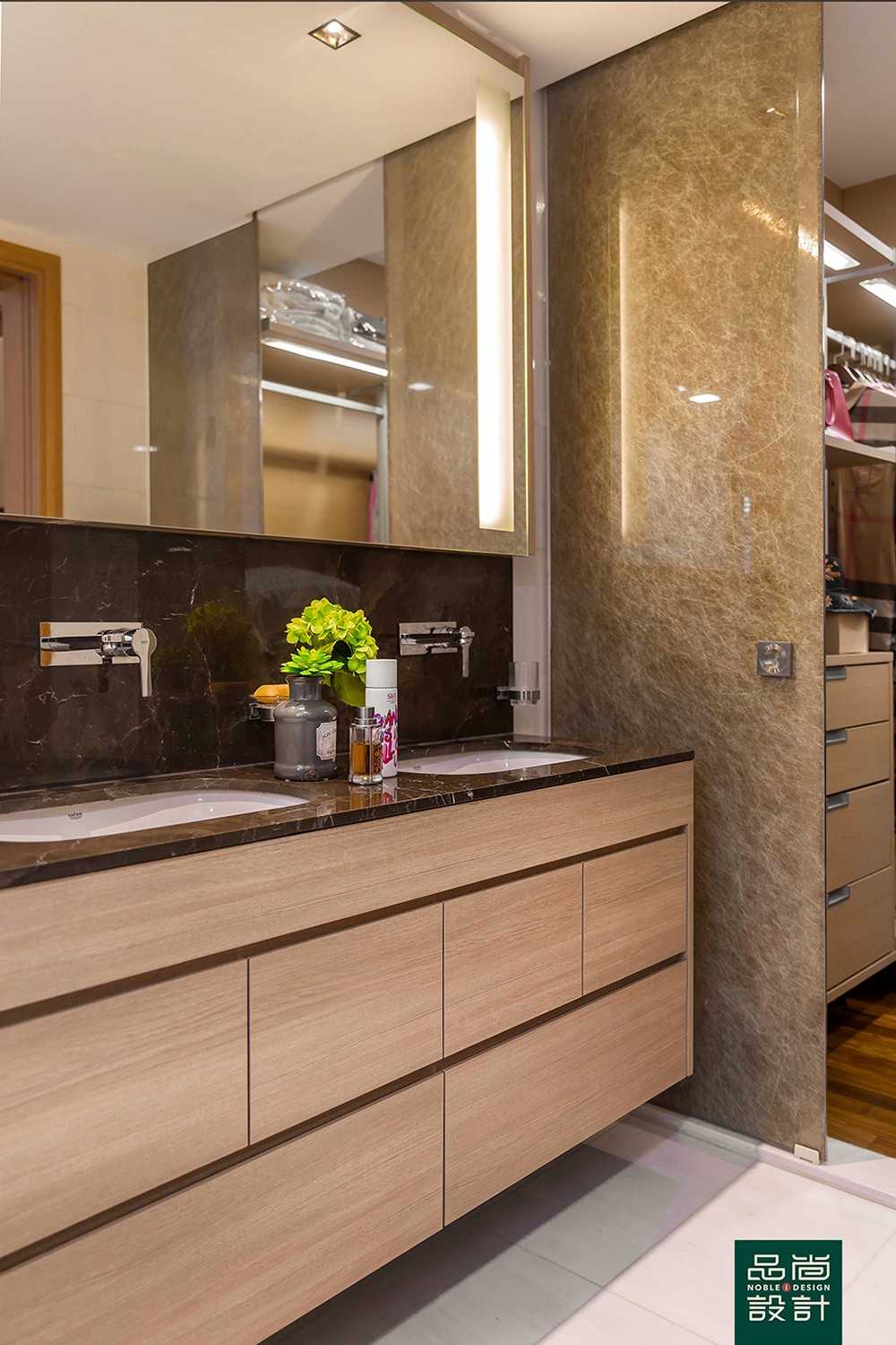 Asian Bathroom with Countertop and Mirror