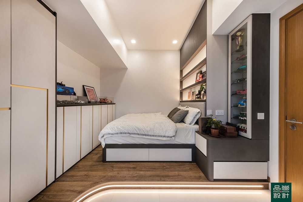 Asian Bedroom with Wardrobe and Built-in Bed