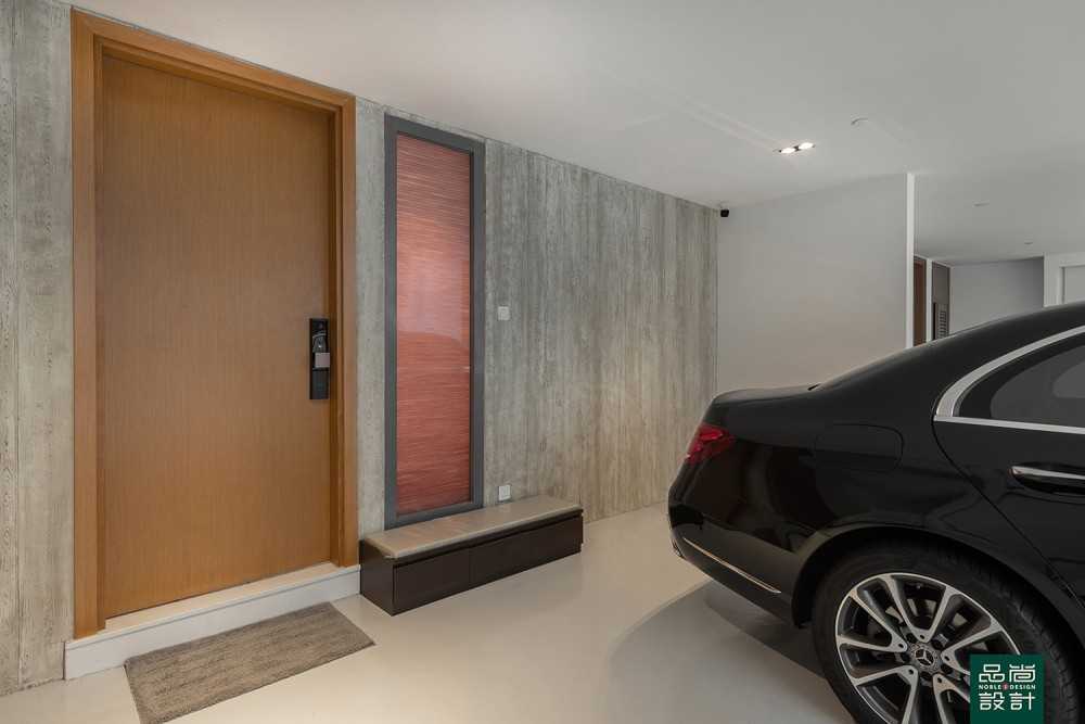 Asian Porch with Feature Wall and Roller Blinds