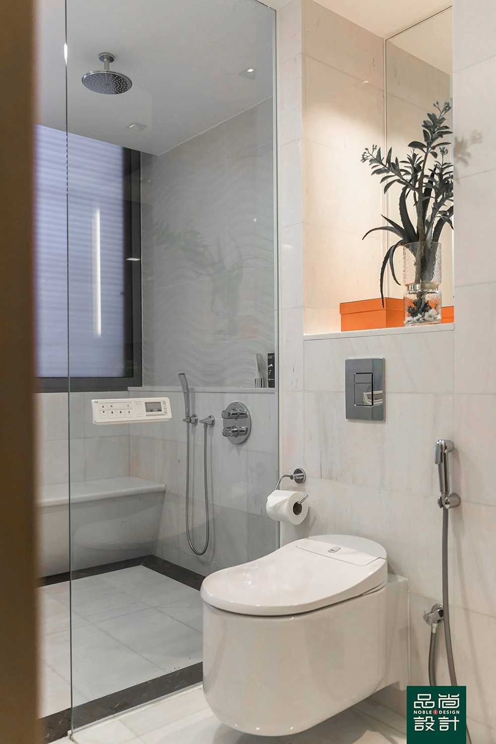 Asian Bathroom with Shower Screen and Bathroom Accessories