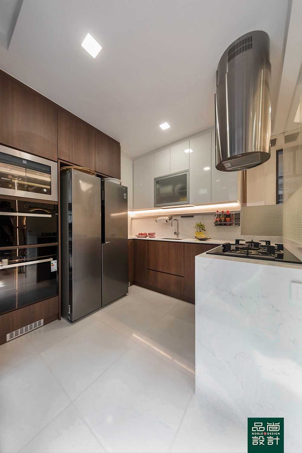 Asian Kitchen with Countertop and Marble Floor