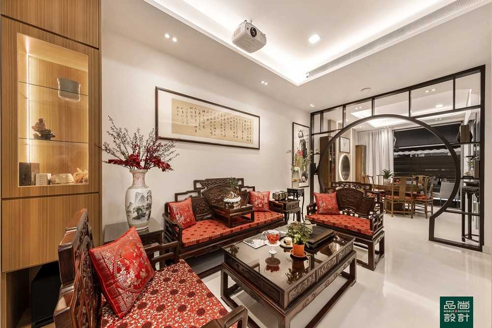 Asian Living Room with Cove Lighting and Drop Ceiling