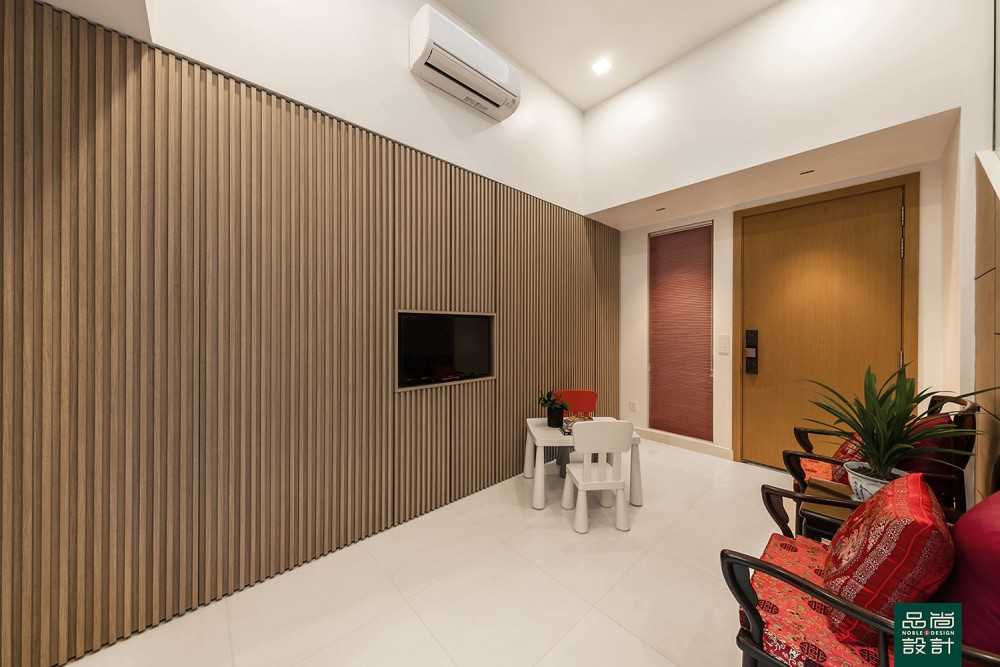 Asian Basement with Roller Blinds and Paintings