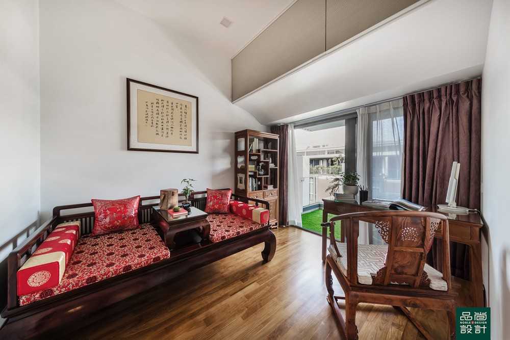 Asian Study with Curtain and Desk