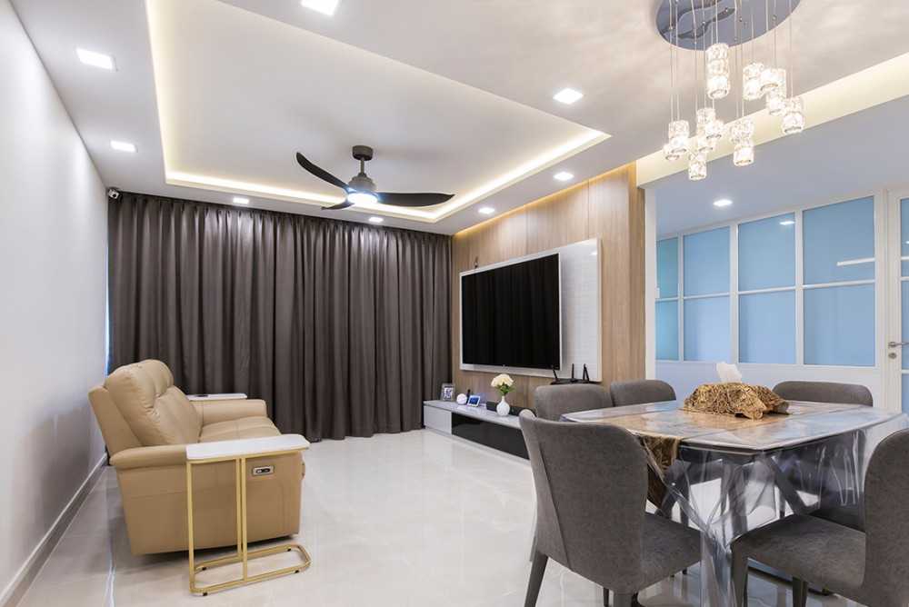 Modern Living Room with TV Console and Feature Wall
