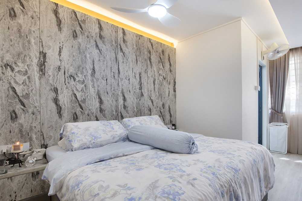 Modern Bedroom with Bedside Table and Flooring