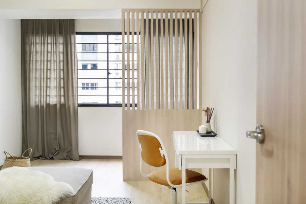 Scandinavian Study with Ceiling Light and Desk