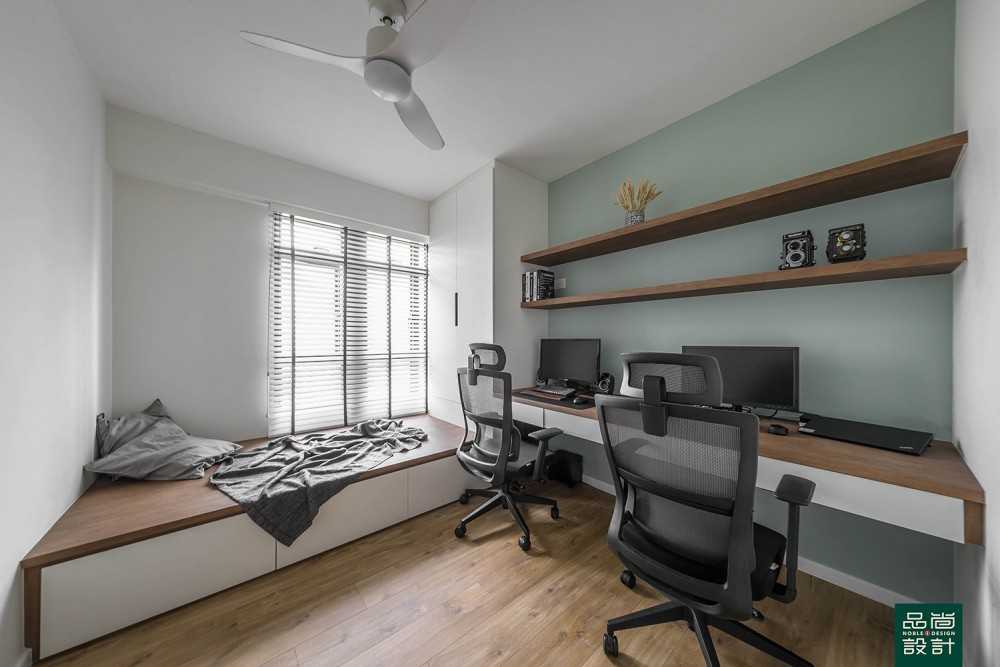 Modern Study with Vinyl Flooring and Storage Cabinets
