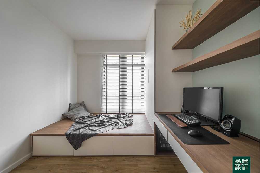 Modern Study with Vinyl Flooring and Storage Cabinets