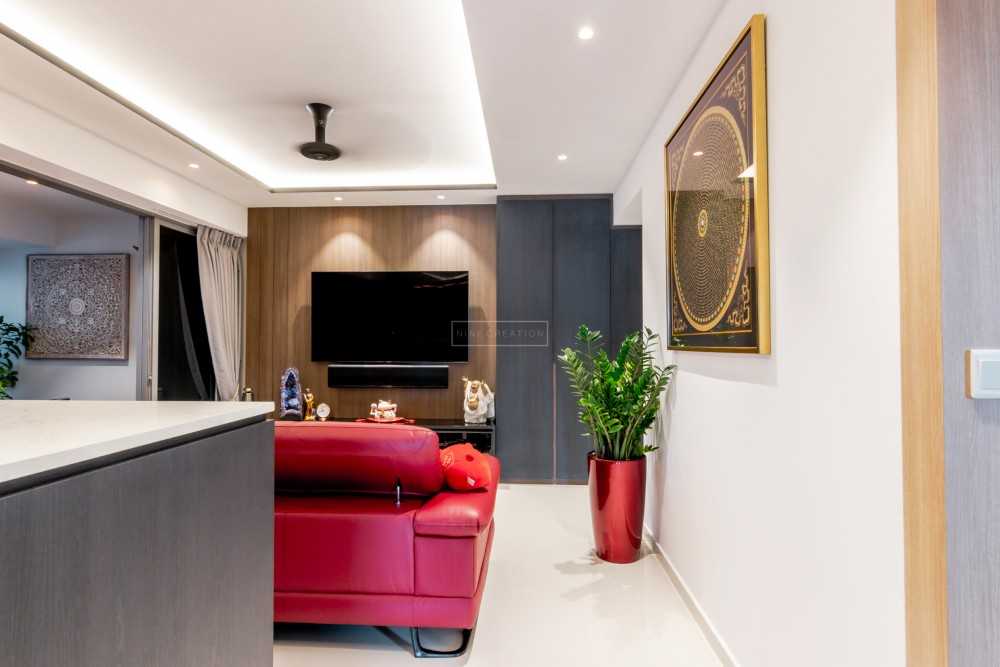 Contemporary Living Room with TV Console and Feature Wall
