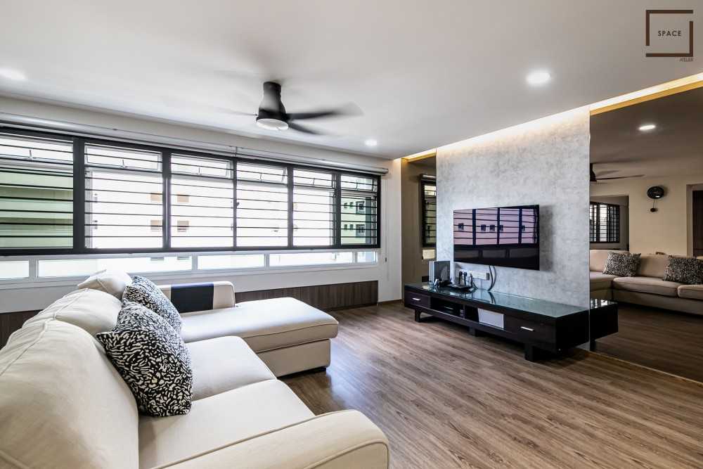 Contemporary Living Room with Vinyl Flooring and TV Console