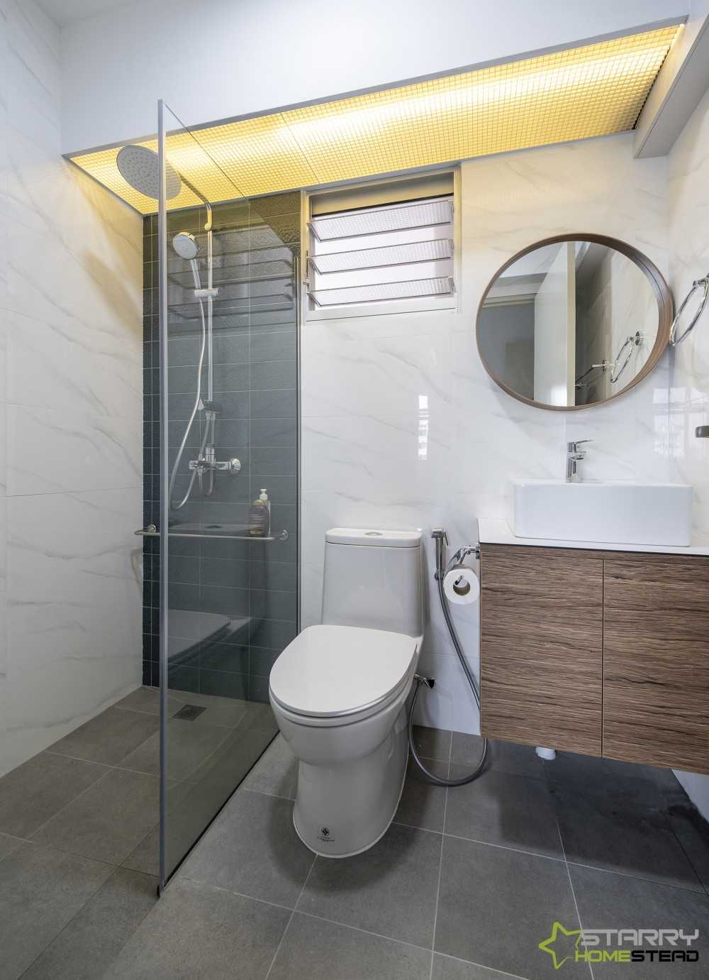 Scandinavian Bathroom with Mirror and Bathroom Mirrors
