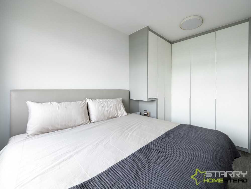 Scandinavian Bedroom with Wardrobe and Queen Bed