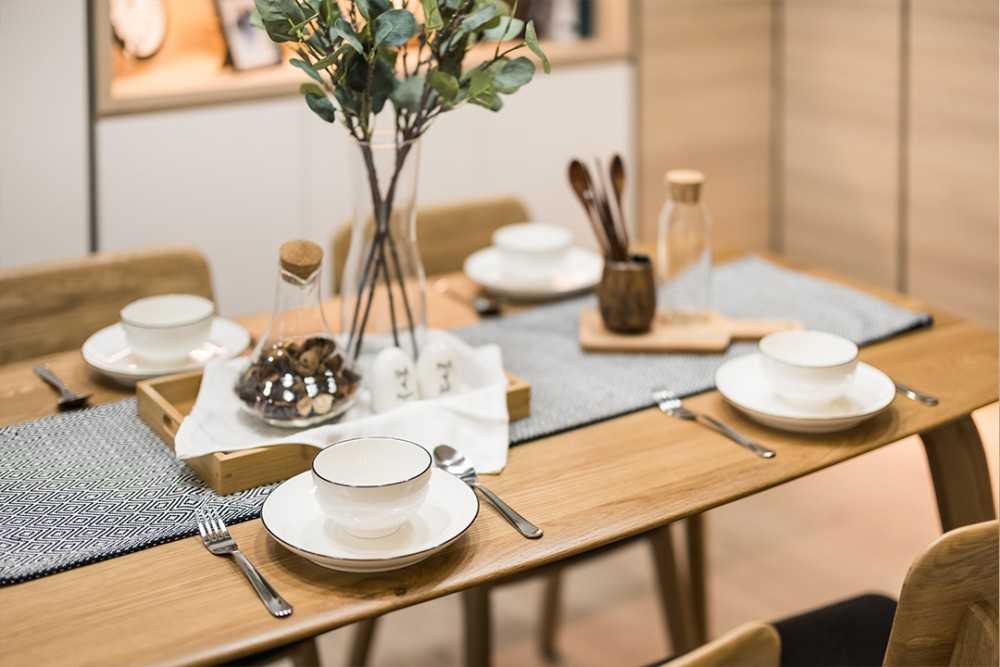 Asian Dining Room with Dining Table and Dining Chairs