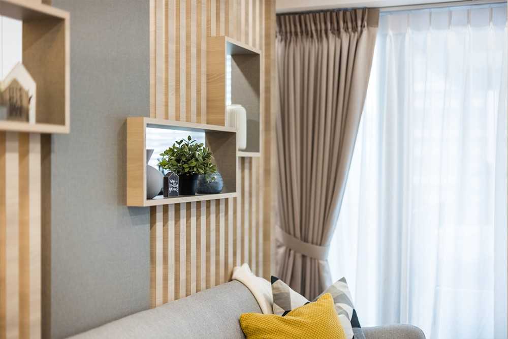 Asian Living Room with Bookshelf and Sofa