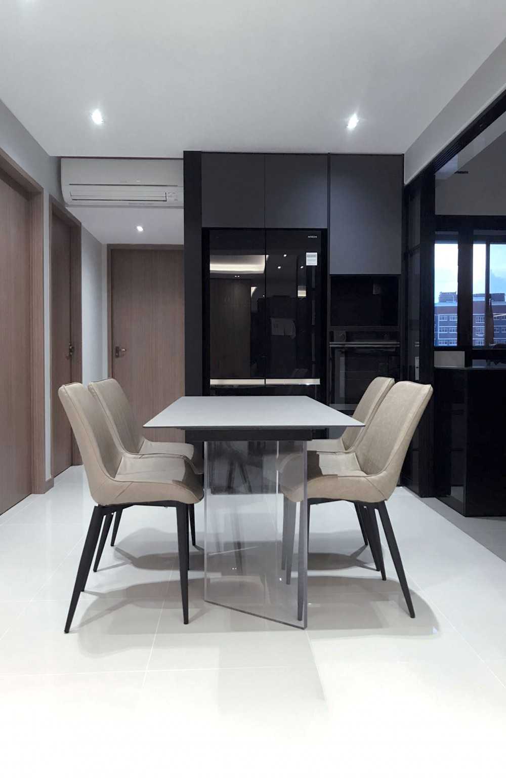 Industrial Dining Room with Downlights and Dining Table