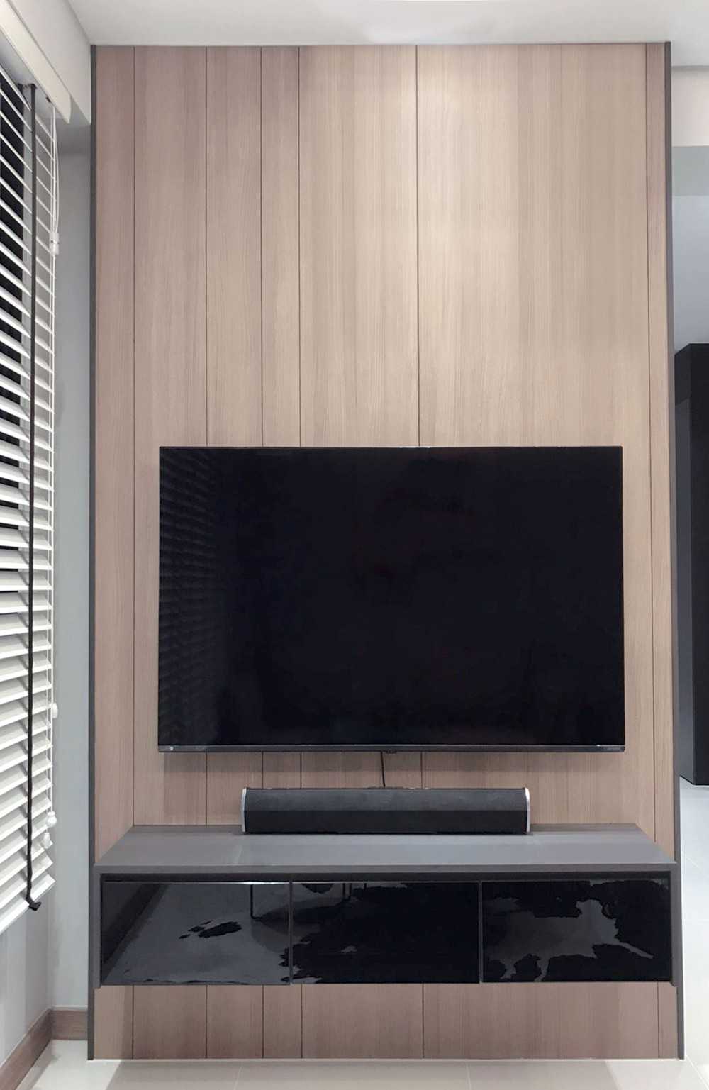 Industrial Home Theatre with TV Console and Wood TV Console