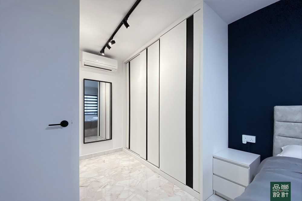 Modern Bedroom with Marble Floor and Wardrobe