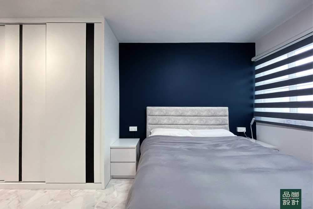Modern Bedroom with Marble Floor and Wardrobe