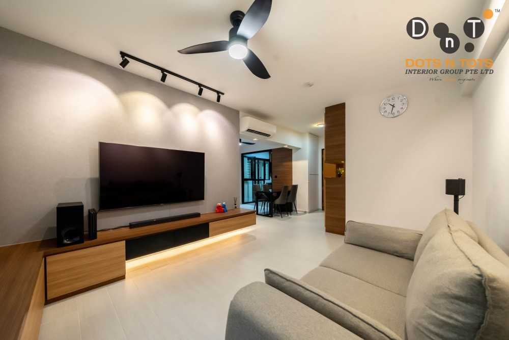 Contemporary Living Room with Wood Flooring and TV Console