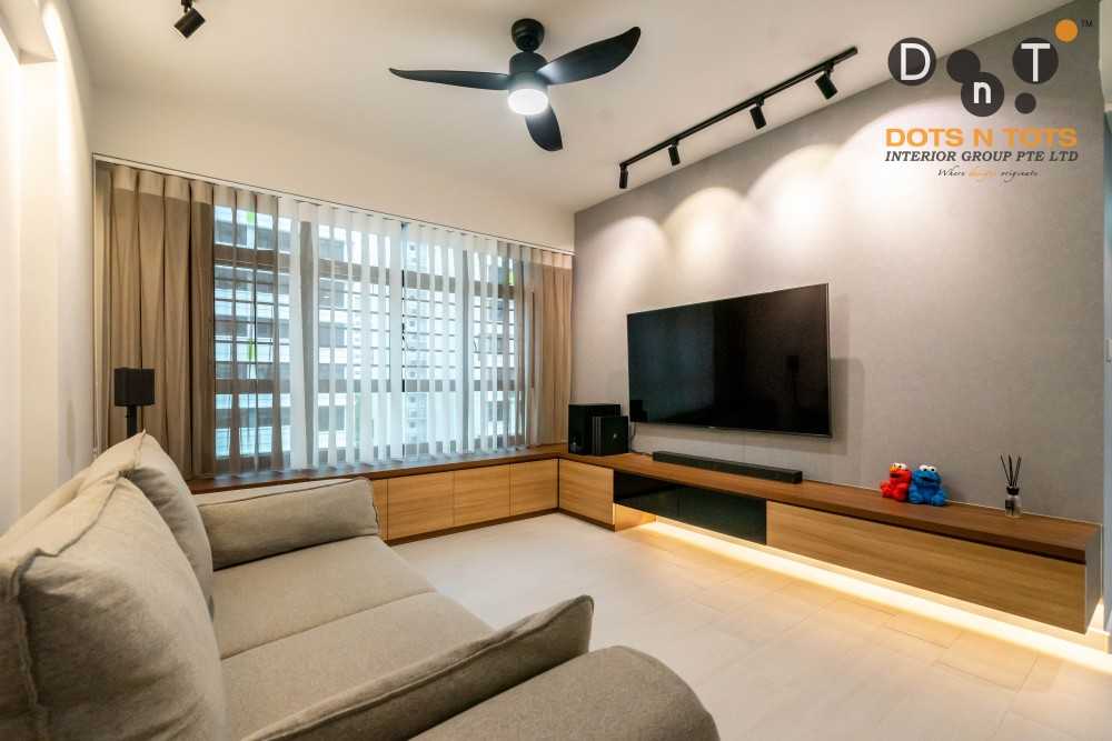 Contemporary Living Room with TV Console and Feature Wall