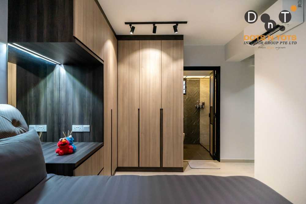Contemporary Bedroom with Wood Flooring and Wardrobe