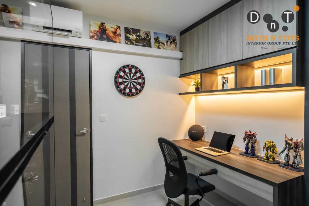 Contemporary Home Office with Desk and Desk Chairs