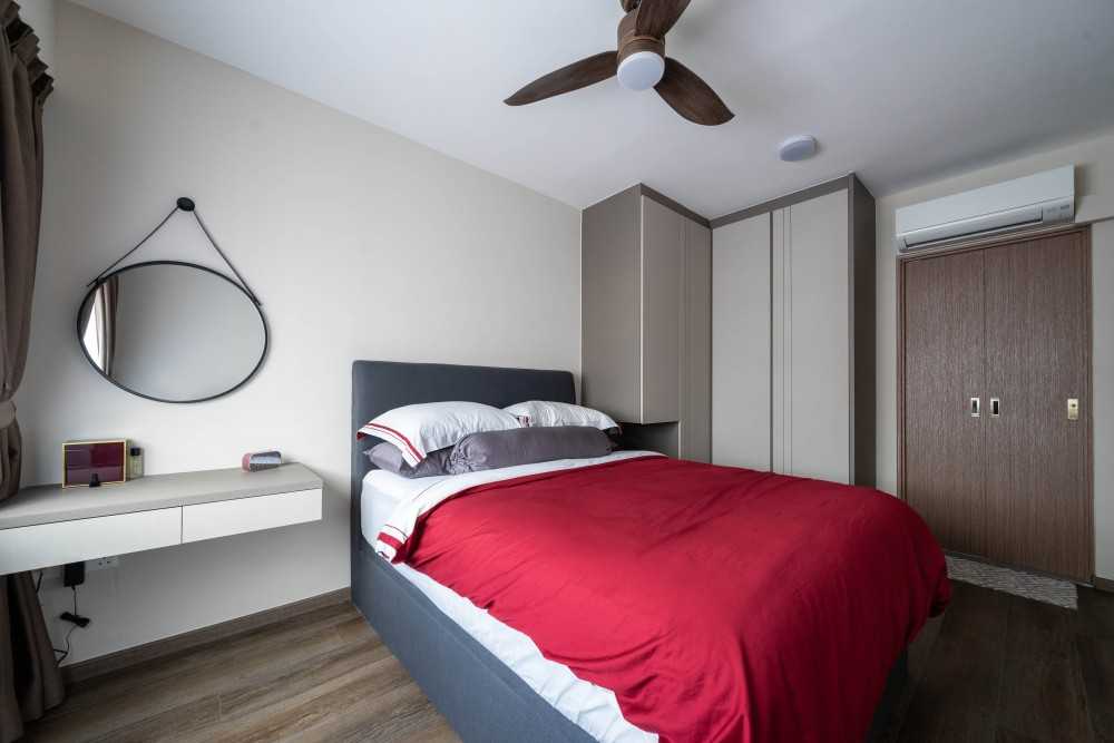 Modern Bedroom with Wardrobe and Bedside Table