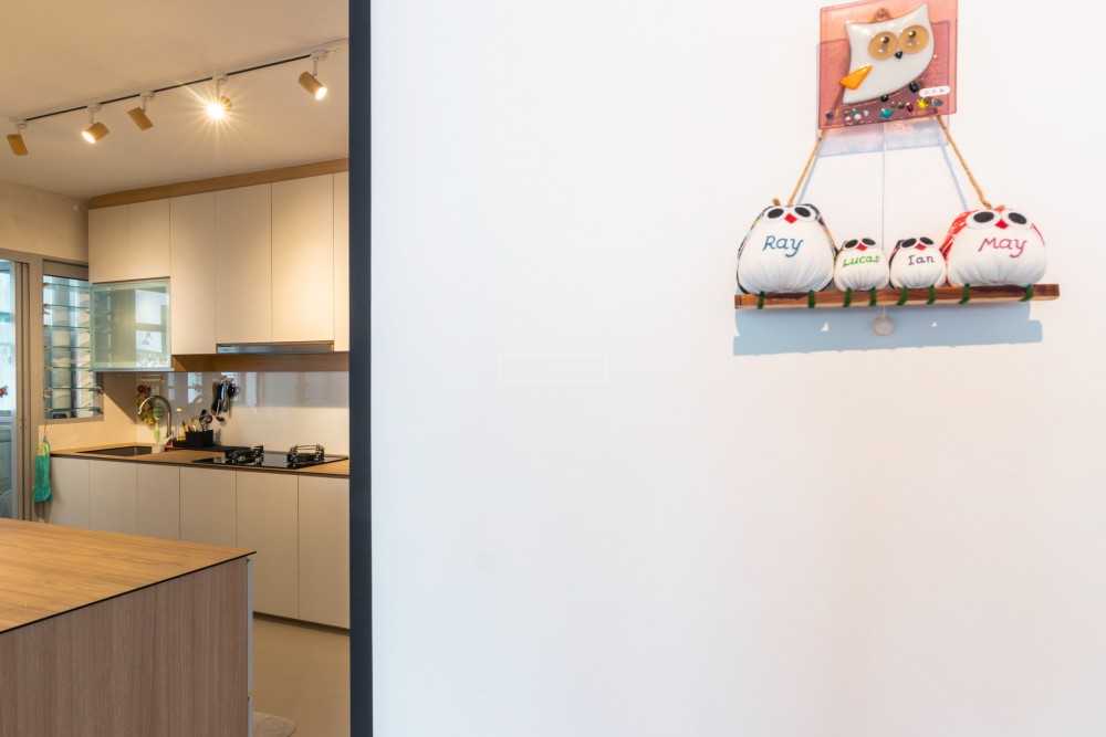 Scandinavian Kitchen with Countertop and Kitchen Backsplash