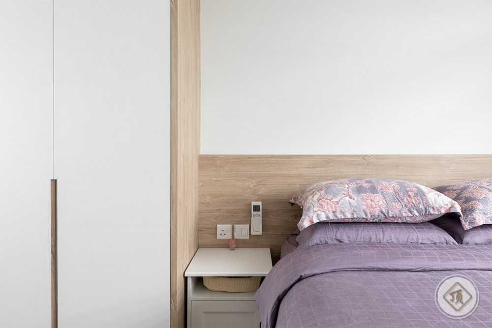 Scandinavian Bedroom with Bookshelf and Marble Floor